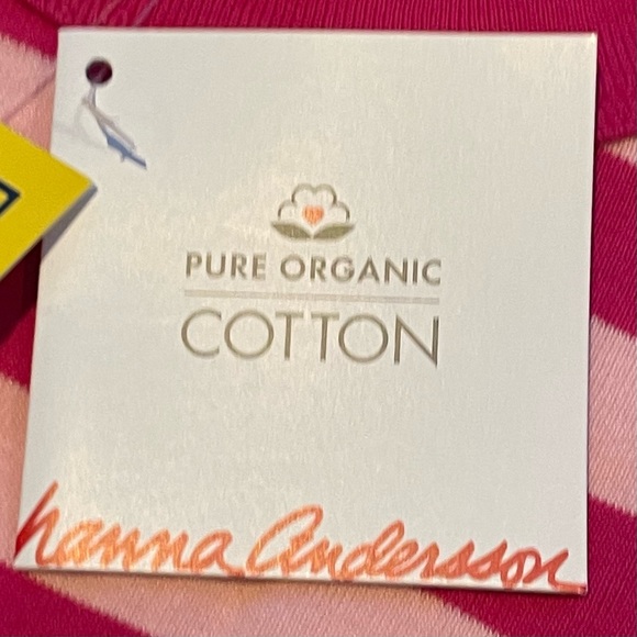 NWT Hanna Andersson Size 12 / 150 cm Organic Cotton Pink Striped Short John Set - Picture 3 of 8